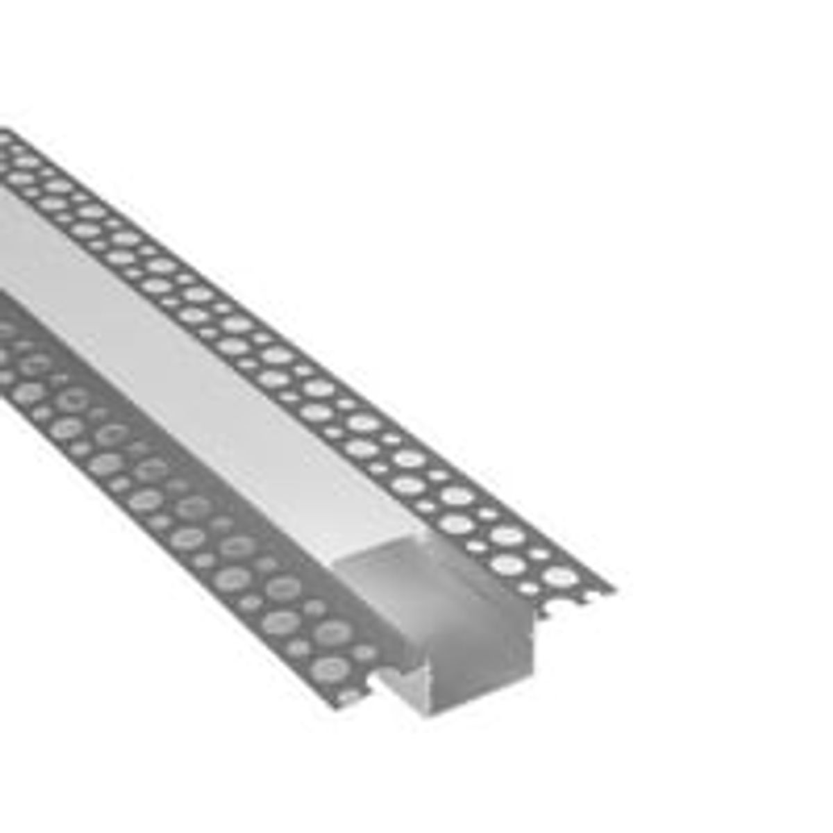 Aluprofil til indspartling, 50x20 mm, hvid, 2 meter, inkl. mlkehvidt cover