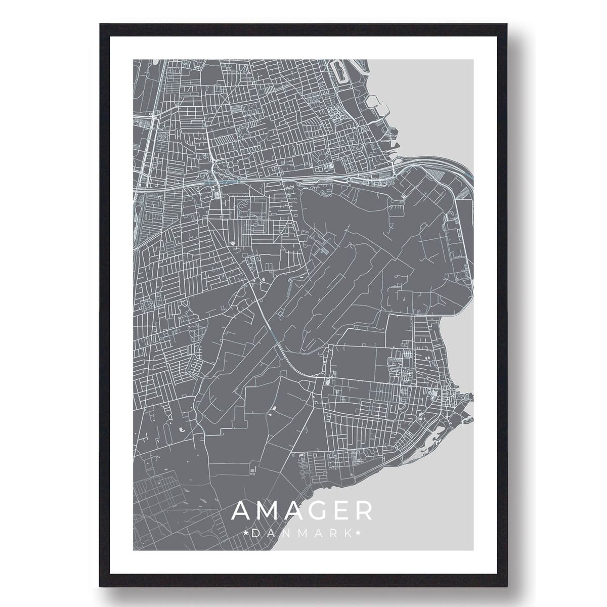 Amager by plakat - grå (Størrelse: XS - 15x21cm (A5))