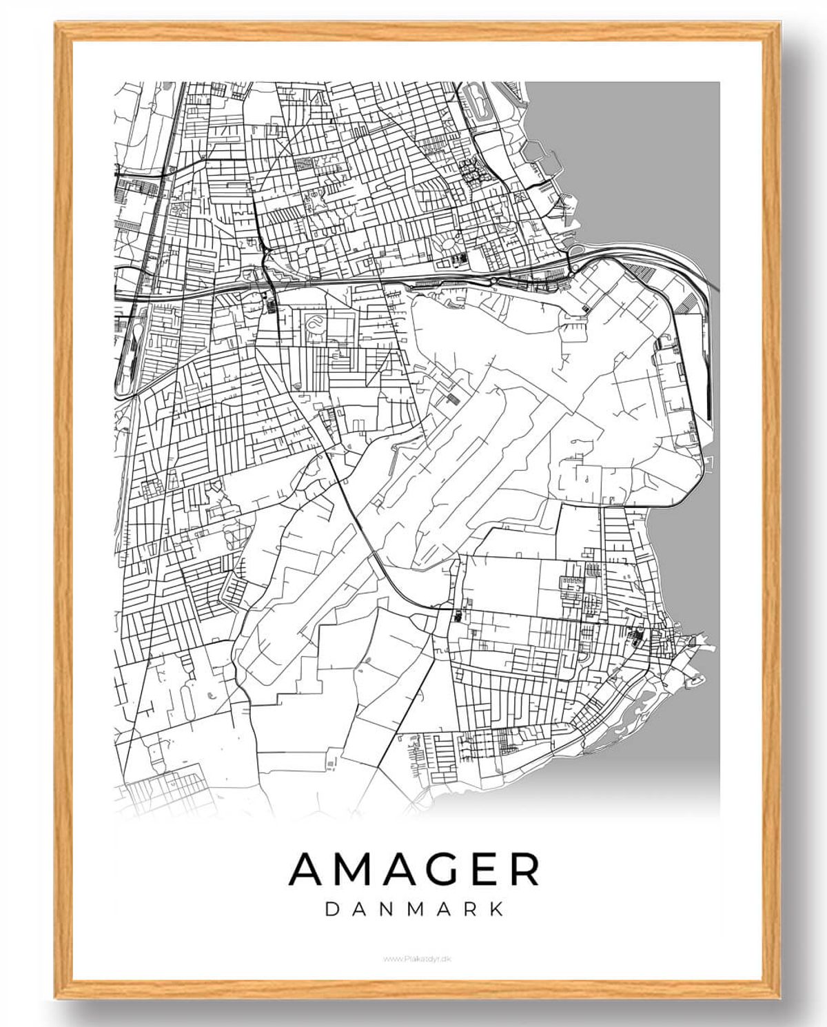 Amager by plakat - hvid (Størrelse: L - 50x70cm (B2))