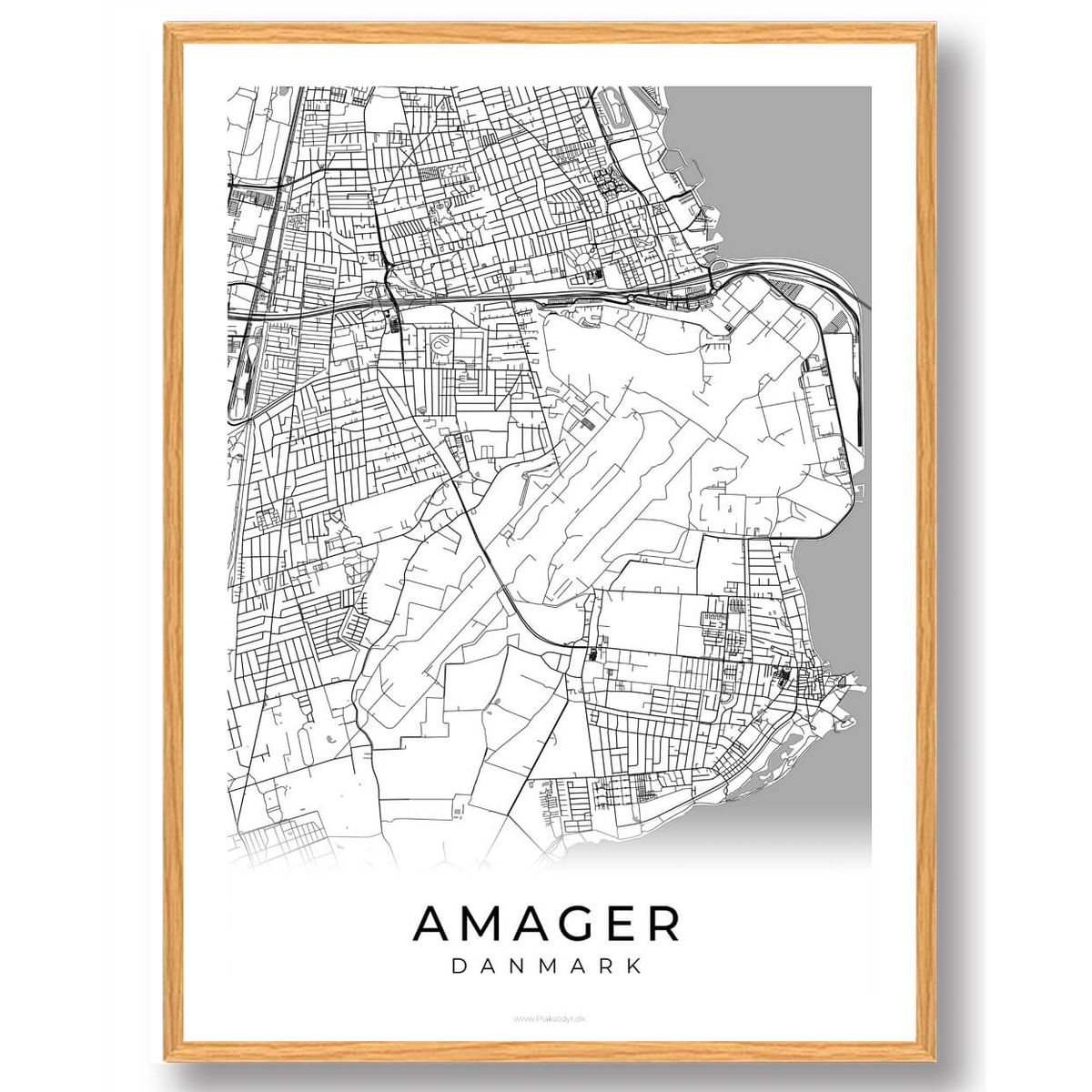 Amager by plakat - hvid (Størrelse: M - 30x40cm)