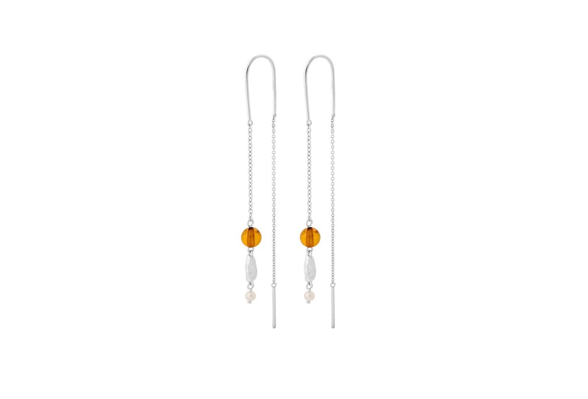 Amber Glow Earrings Sterling Sølv Øreringe fra Pernille Corydon med Rav