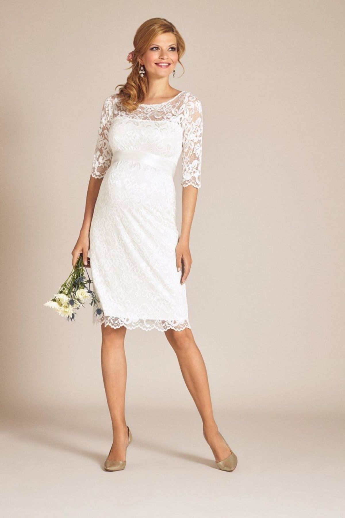 Amelia brudekjole til gravid, kort (elfenbensfarvet) fra Tiffany Rose - Tiffany Rose - Wedding dress - Buump