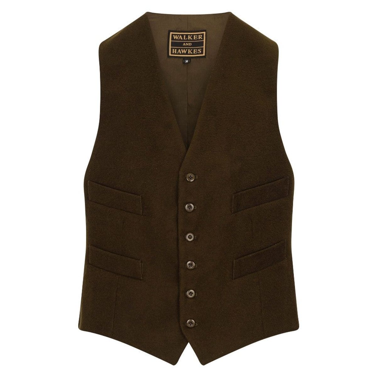 Amersham Moleskin Formal Waistcoat vest, brungrøn, blød moleskin - L/42UK