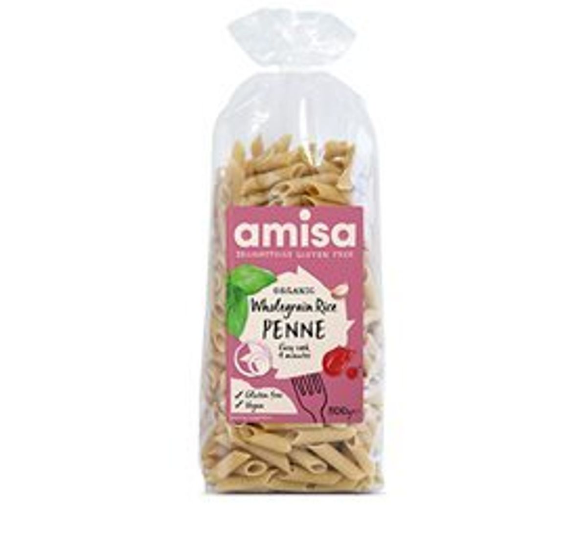 Amisa Fuldkornsris Penne pasta Ø, 500g.