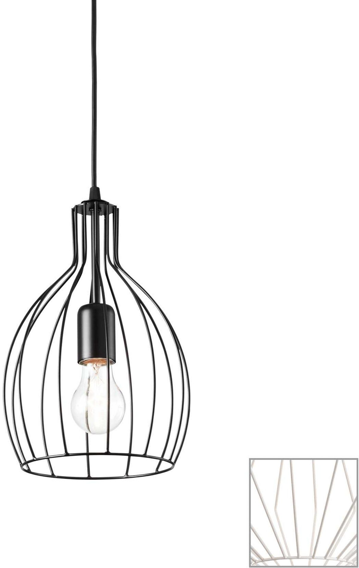 Ampolla, Pendel lampe, E27 max 1 x 60W, E27, hvid, metal, Ø205xHmin450/max1140mm