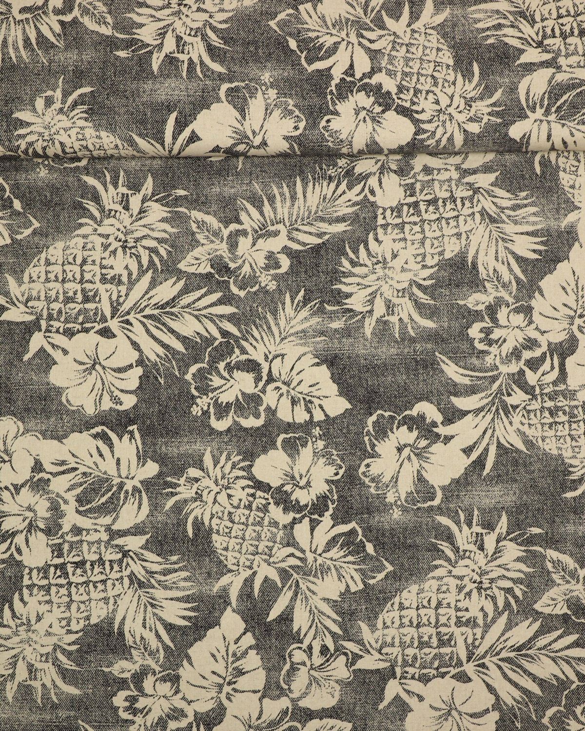 Ananas og blomster - Patchwork (twillvævet)