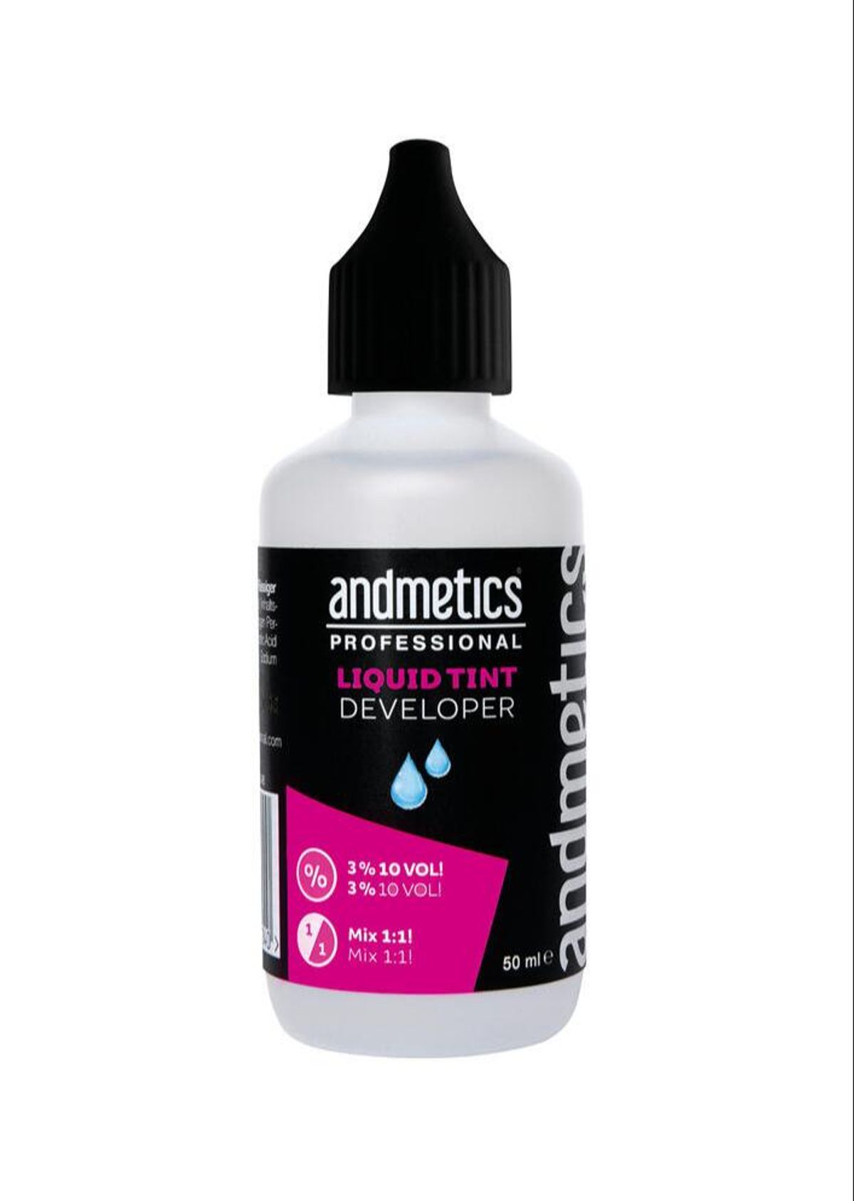 Andmetics flydende opblandingsmiddel til bryn- og vippefarve, 50ml.