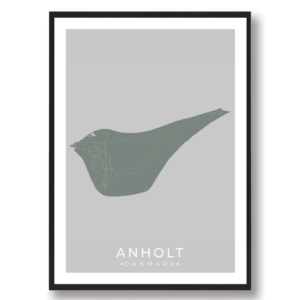 Anholt plakat - grøn (Størrelse: L - 50x70cm (B2))