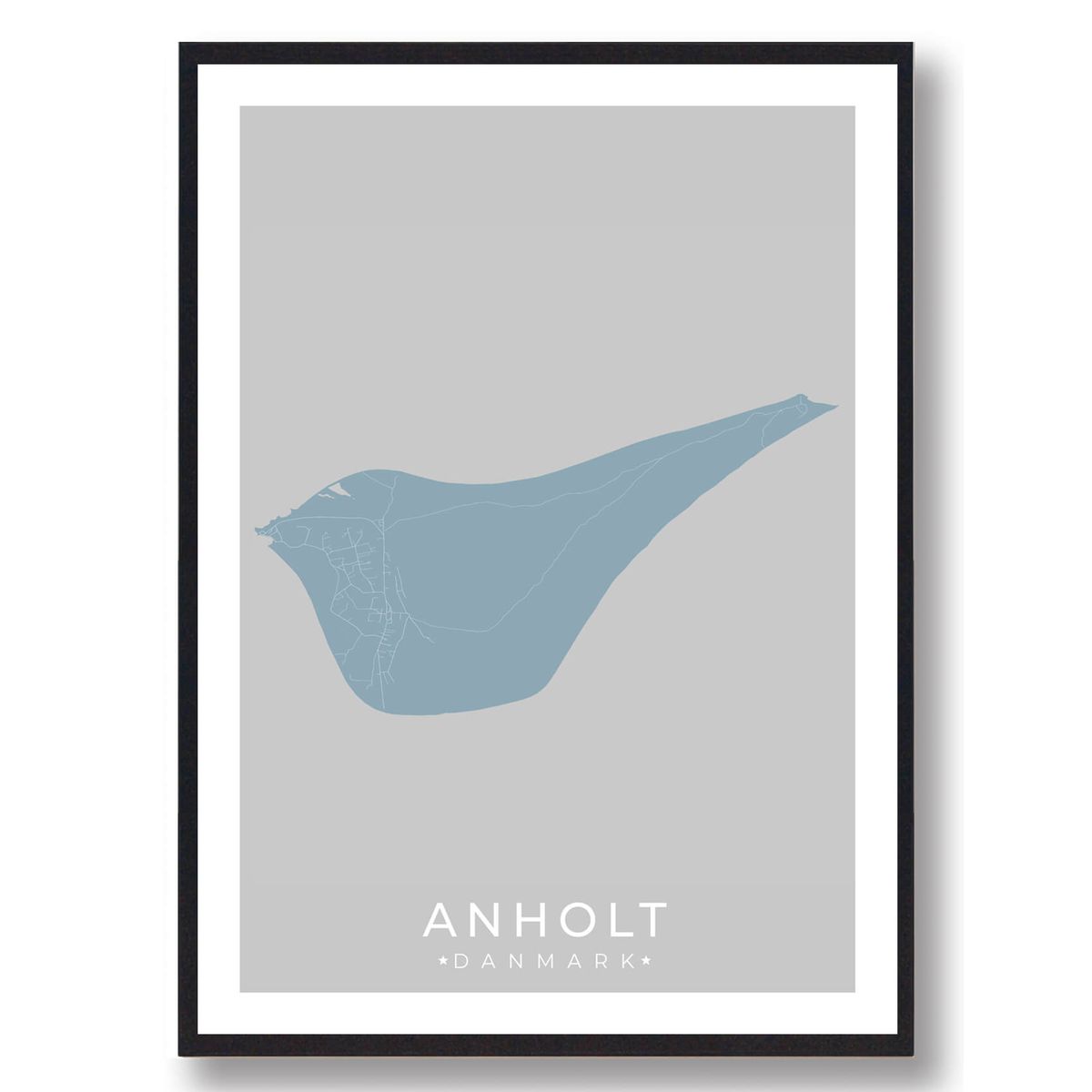 Anholt plakat - lyseblå (Størrelse: L - 50x70cm (B2))