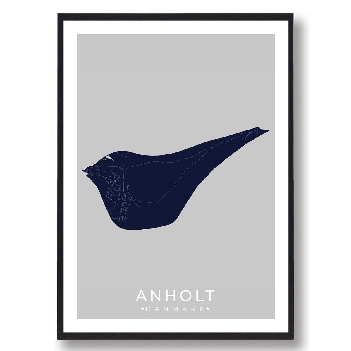 Anholt plakat - mørkeblå (Størrelse: M - 30x40cm)