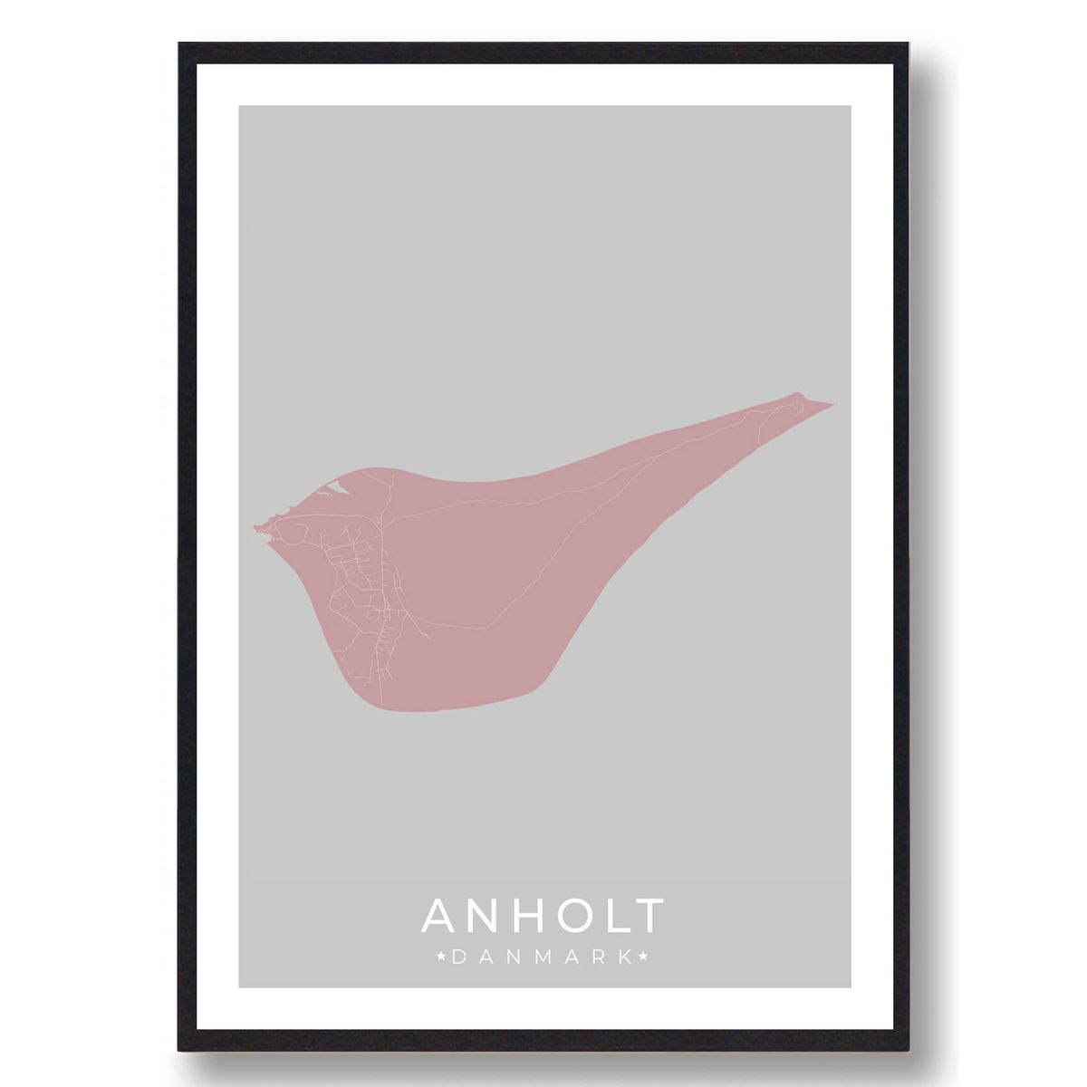 Anholt plakat - rosa (Størrelse: M - 30x40cm)