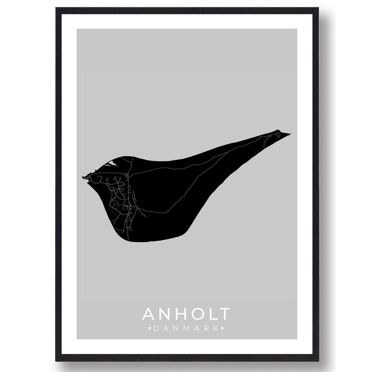 Anholt plakat - sort (Størrelse: M - 30x40cm)