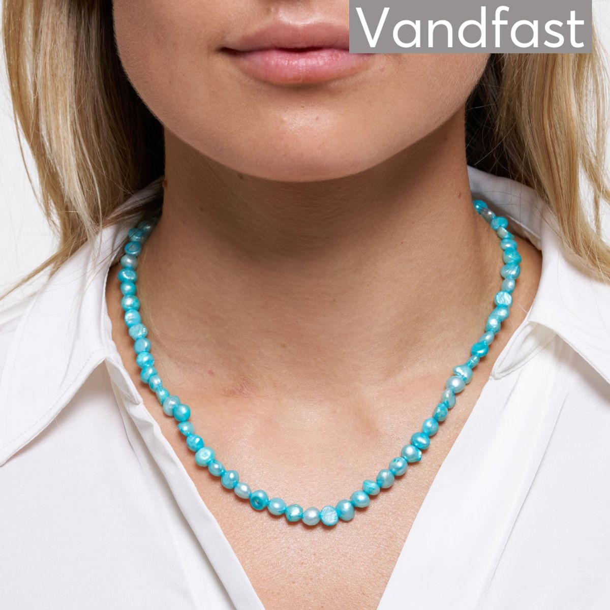 ANNEBRAUNER Pearl Aquamarine Blue Necklace