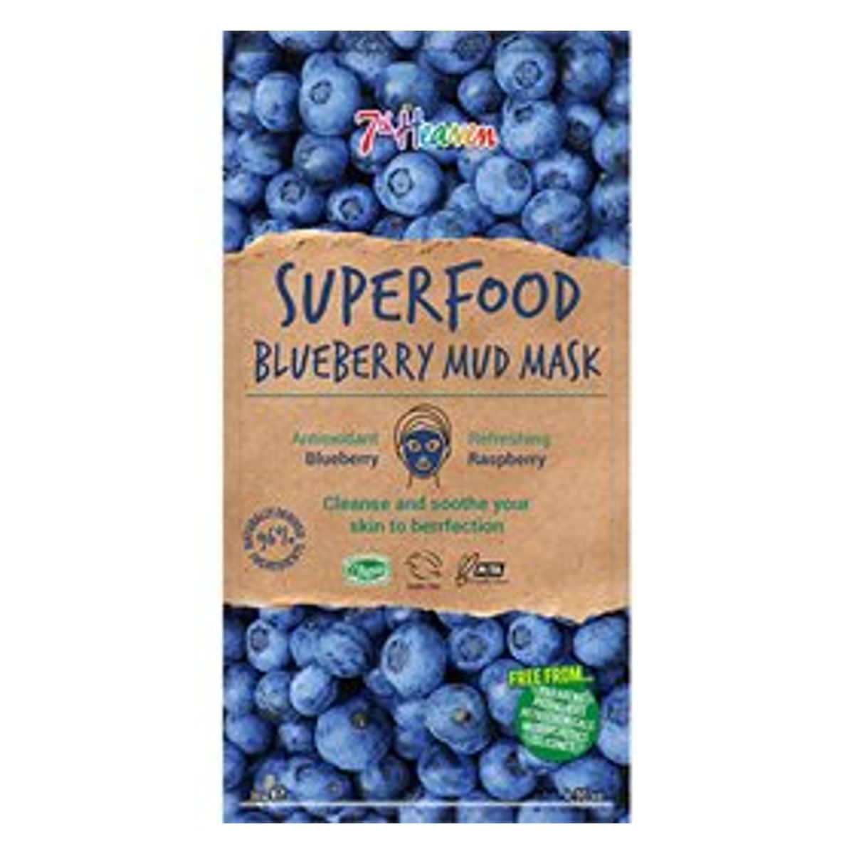 Ansigtmaske Mud Superfood Blueberry 7th Heaven 10 g