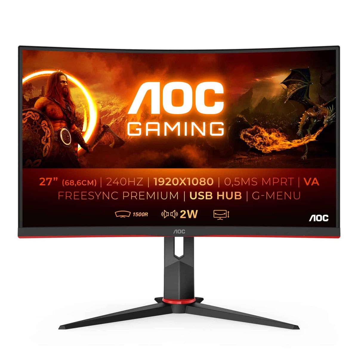 AOC AOC G2 C27G2ZU/BK computerskærm 68,6 cm (27") 1920 x 1080 pixel Fuld HD LED Sort, Rød