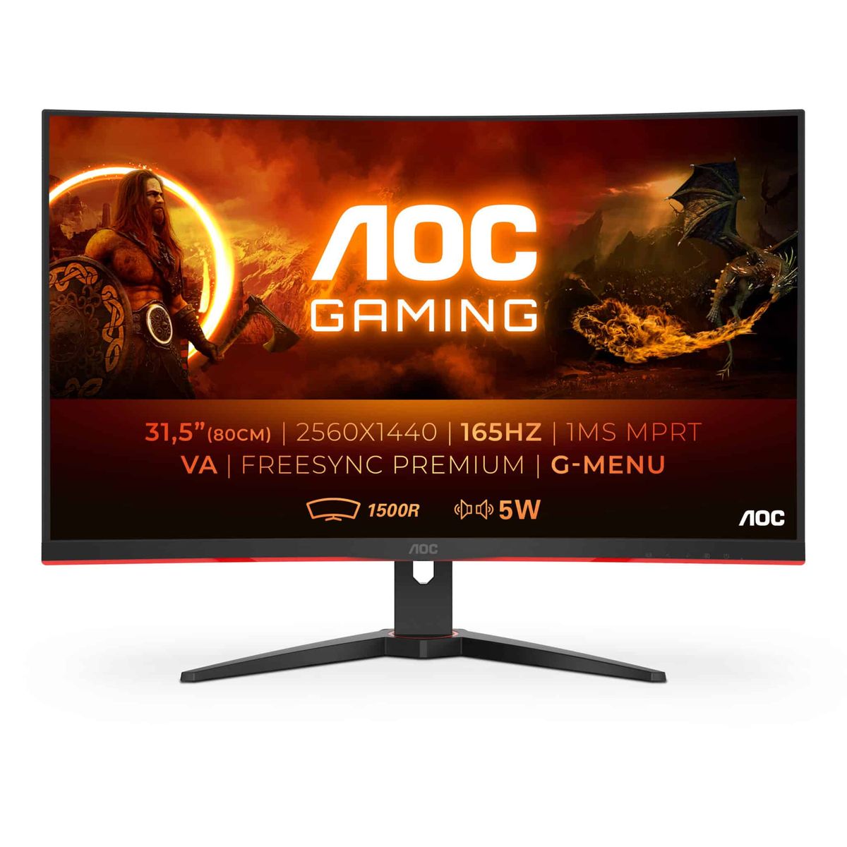 AOC AOC G2 CQ32G2SE/BK LED display 80 cm (31.5") 2560 x 1440 pixel 2K Ultra HD Sort, Rød