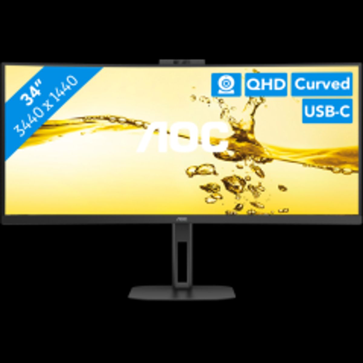 AOC Value-line CU34V5CW/BK 34 3440 x 1440 (UltraWide) HDMI DisplayPort USB-C 100Hz Dockingskærm