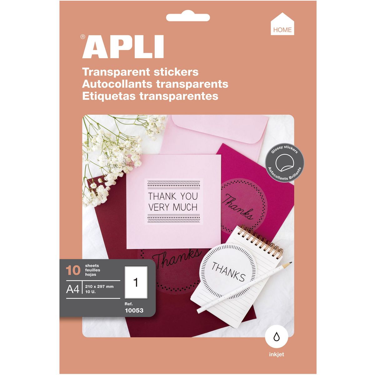 Apli Gennemsigtige etiketter transparent 10 ark