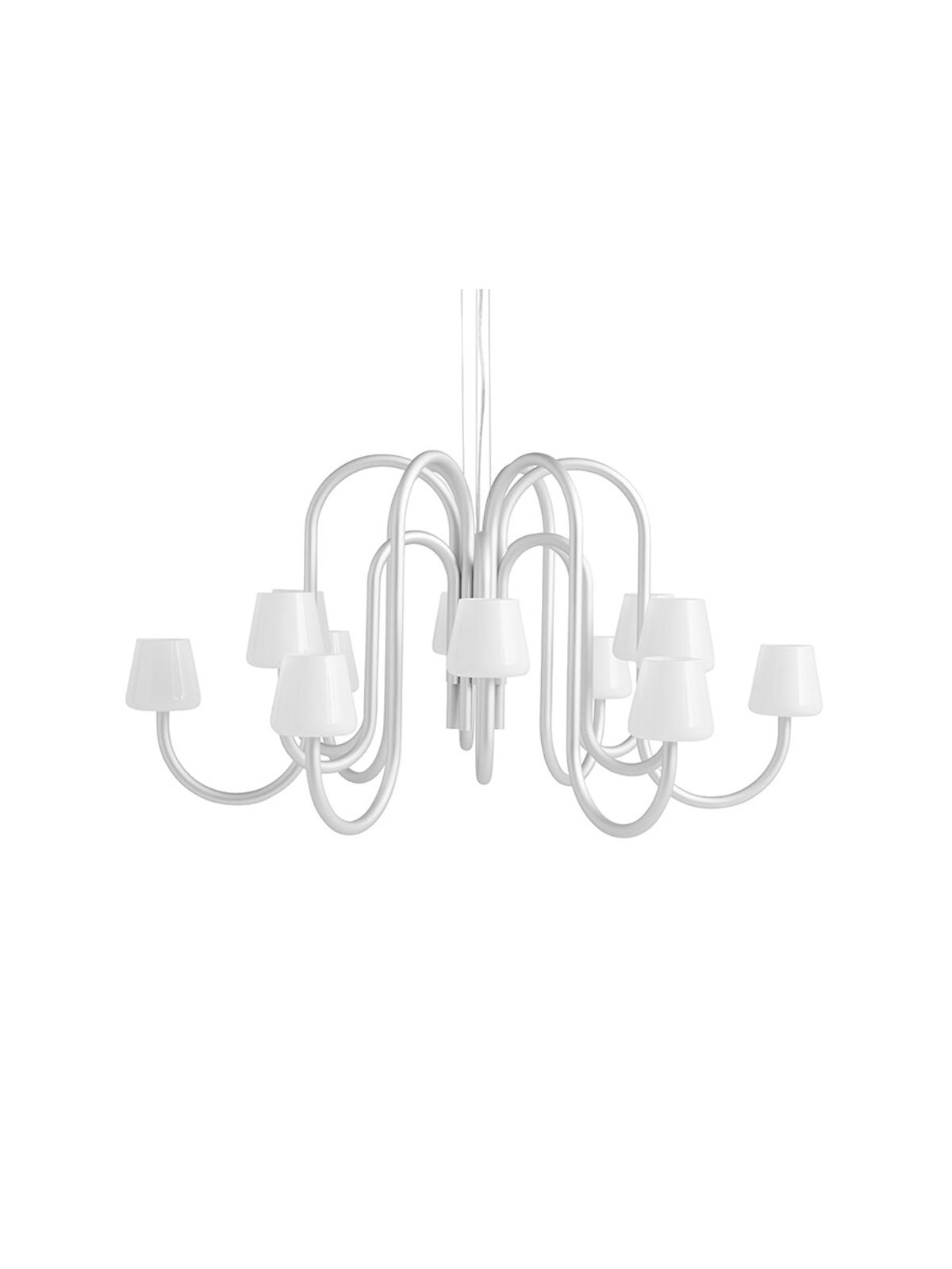 Apollo Chandelier 1065, hvid opalglas fra Hay