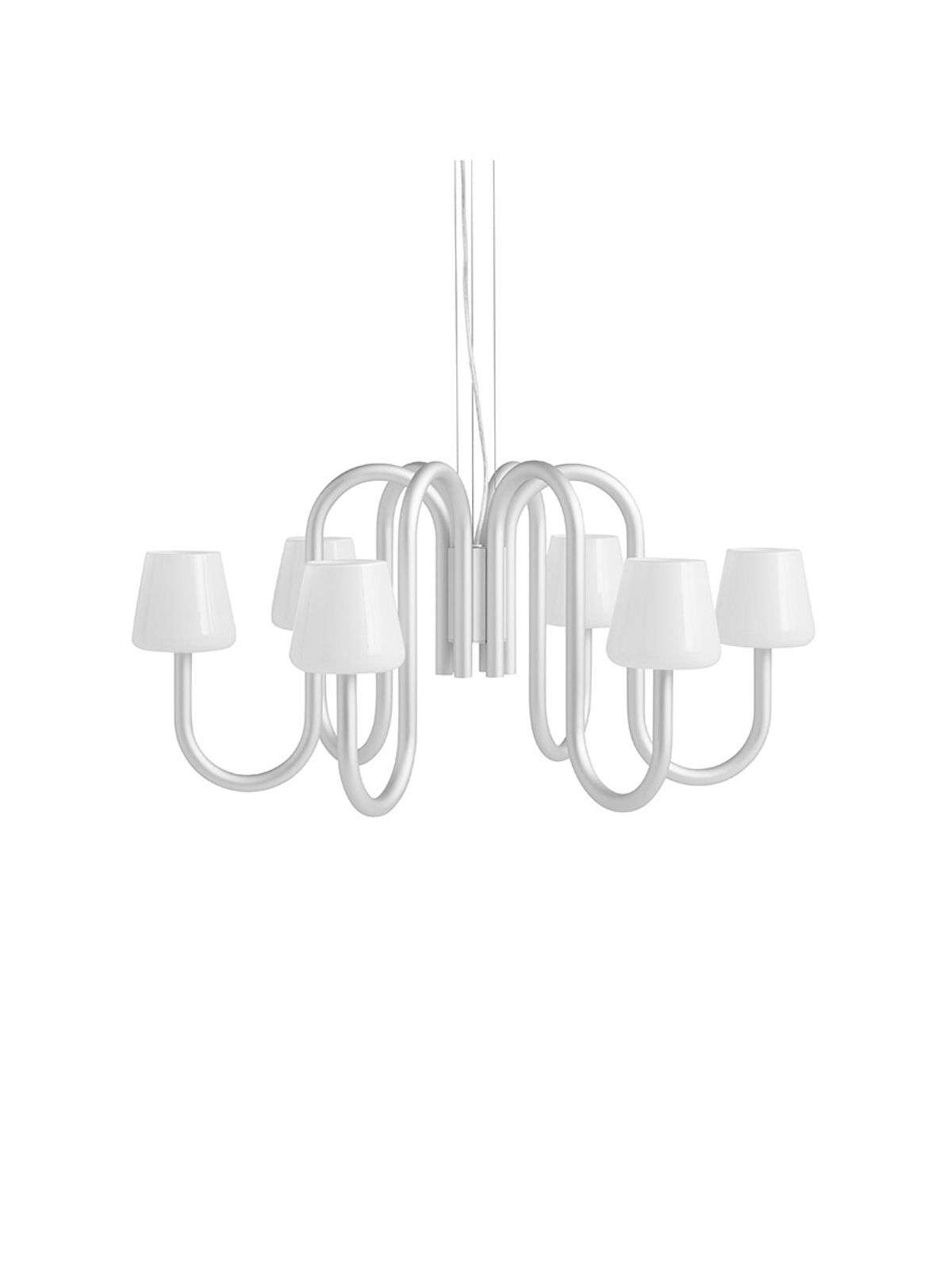 Apollo Chandelier 745, hvid opalglas fra Hay