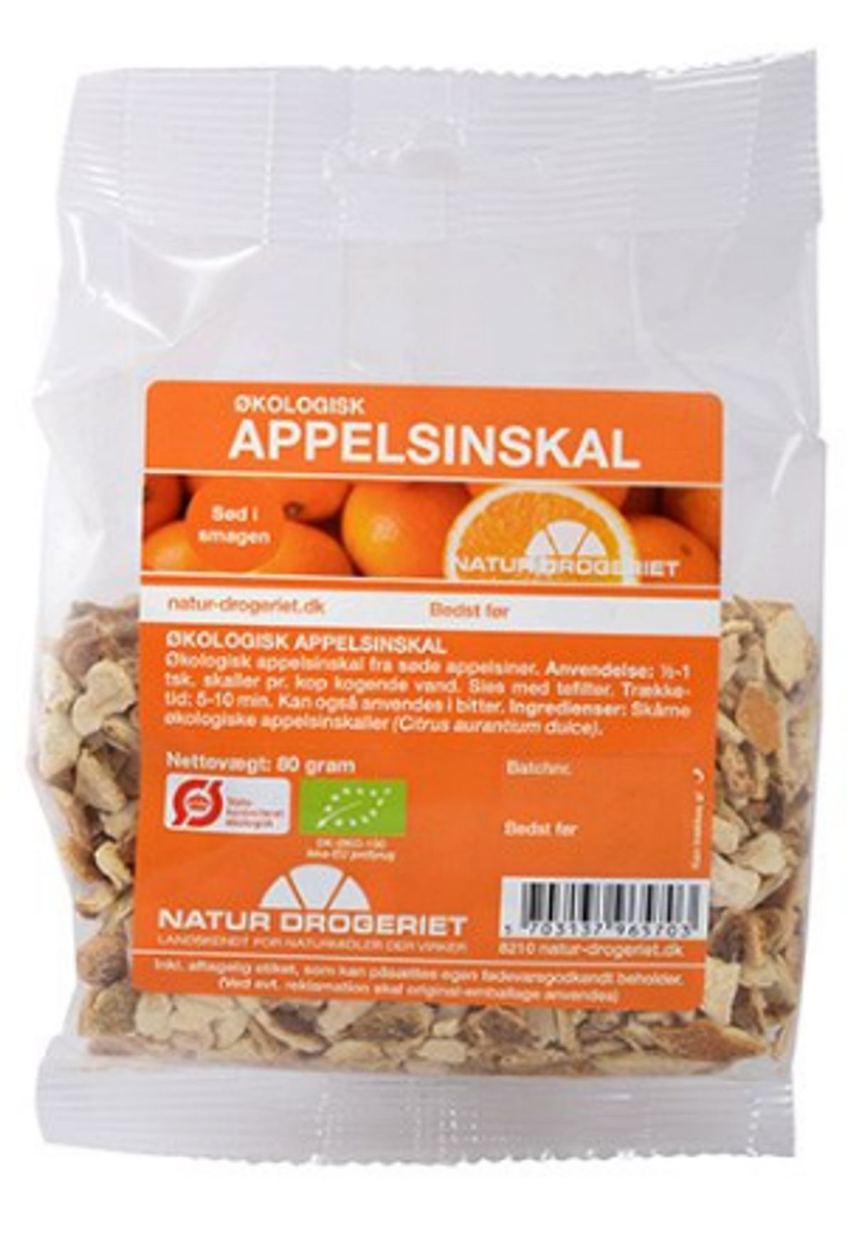 Appelsinskal sød, skåret Ø, 80 g