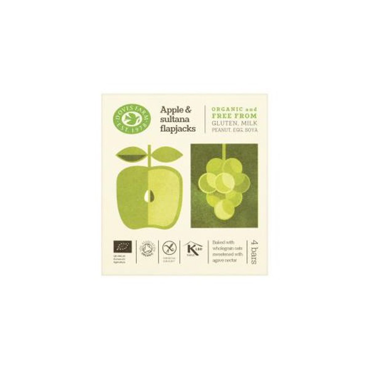 Apple & Sultana Flapjack Økologisk 4 pak - 140 gram - Doves - Mindst holdbar til : 22-11-2024