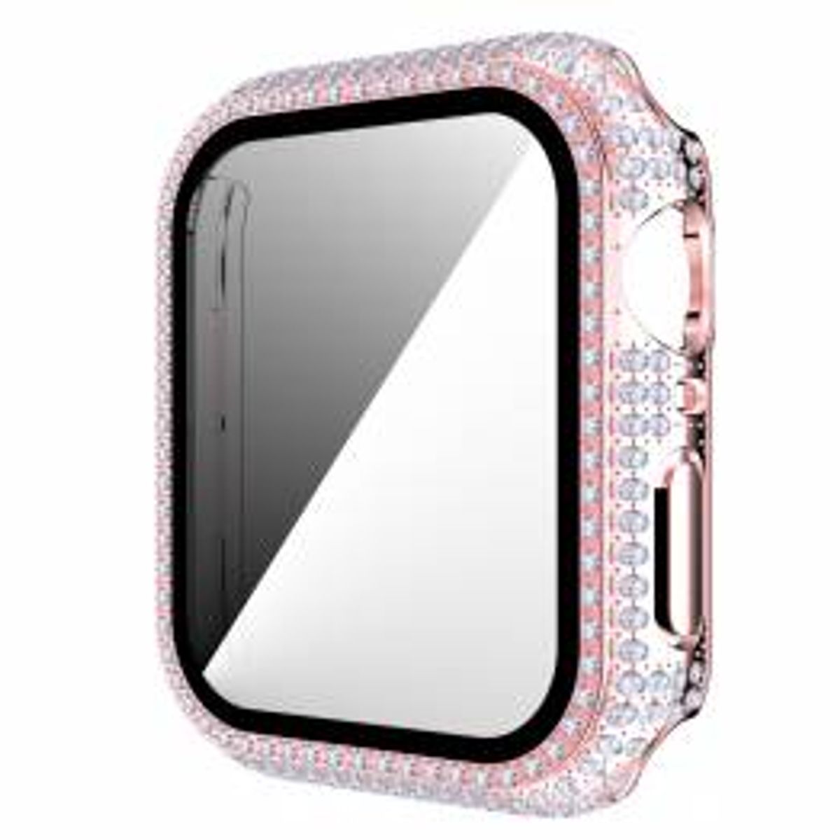 Apple Watch 1/2/3 38mm cover og beskyttelsesglas m rhinsten - Pink