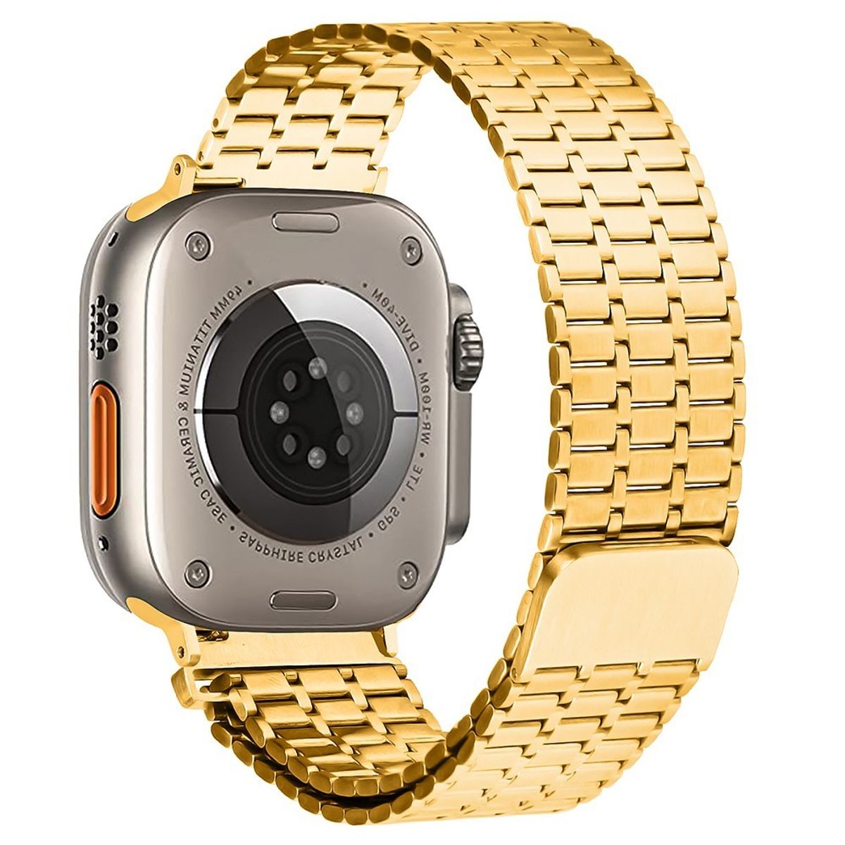 Apple Watch 10/9/8/7/6/5/4/3/2/1/SE - 46/45/44/42mm / Watch Ultra / Ultra 2 - Magnetisk urrem i rustfrit stål - Guld