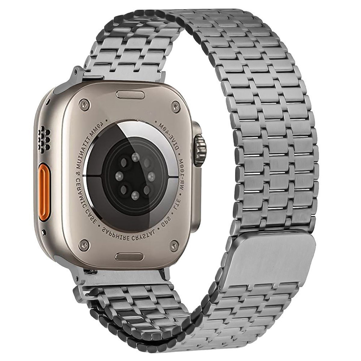 Apple Watch 10/9/8/7/6/5/4/3/2/1/SE - 46/45/44/42mm / Watch Ultra / Ultra 2 - Magnetisk urrem i rustfrit stål - Titanium