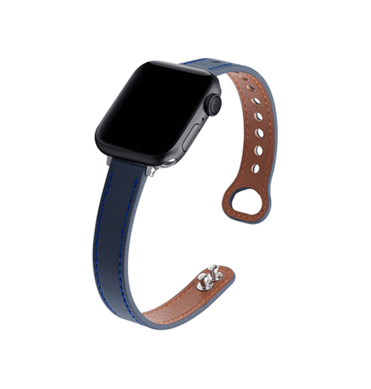 Apple Watch (38/40/SE/41/42mm) - ADENA&trade; Classic Læder Urrem - Blå