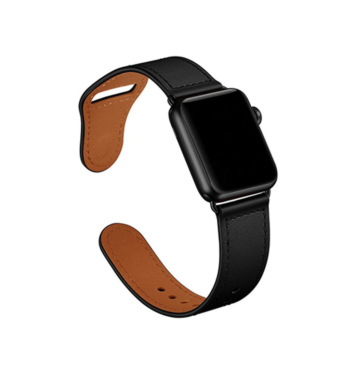 Apple Watch (38/40/SE/41/42mm) - FINESSE Ægte Læder Rem - Sort