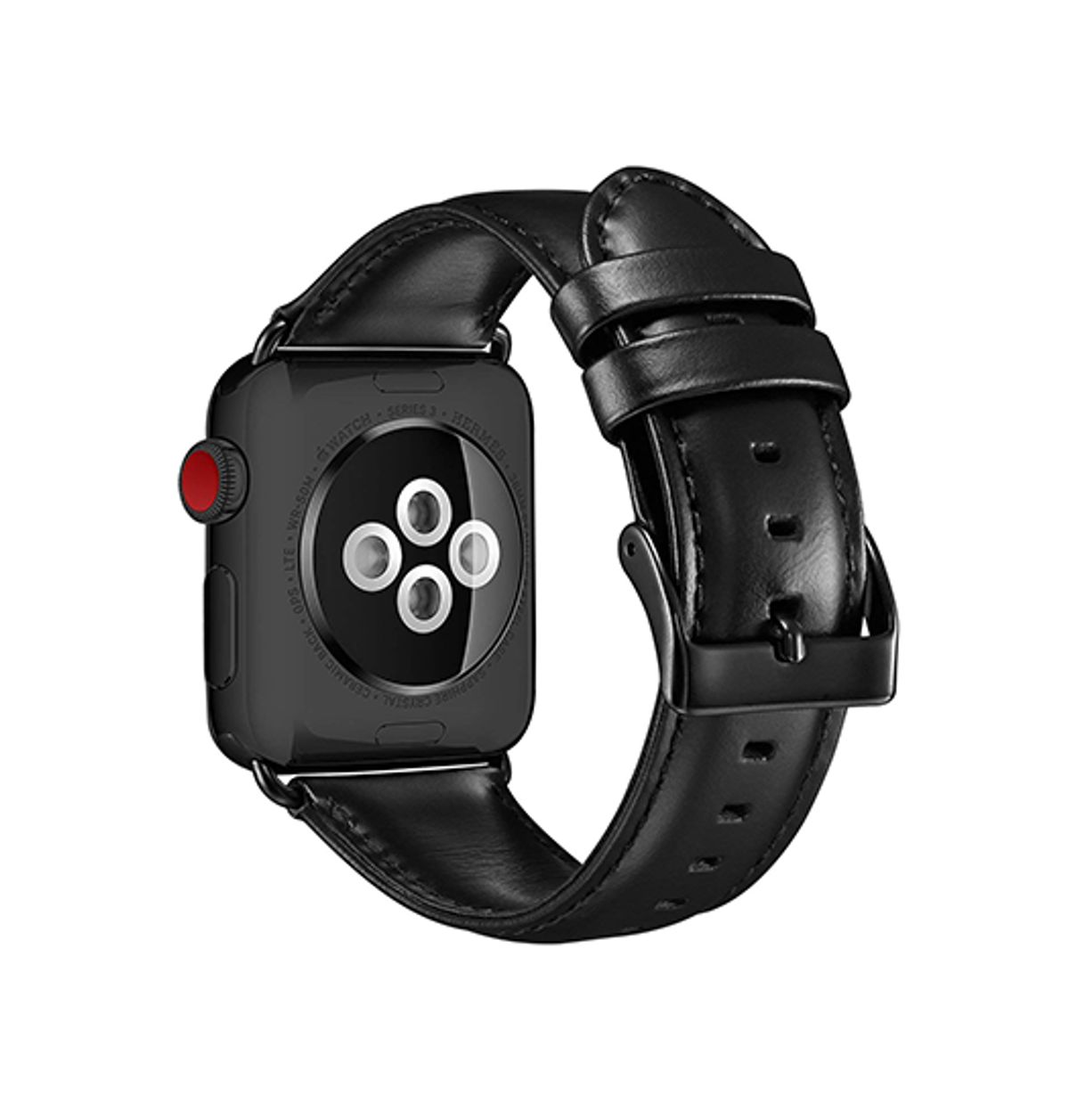 Apple Watch (38/40/SE/41/42mm) - ICECASE&trade; Retro Ægte Læder Urrem - Sort