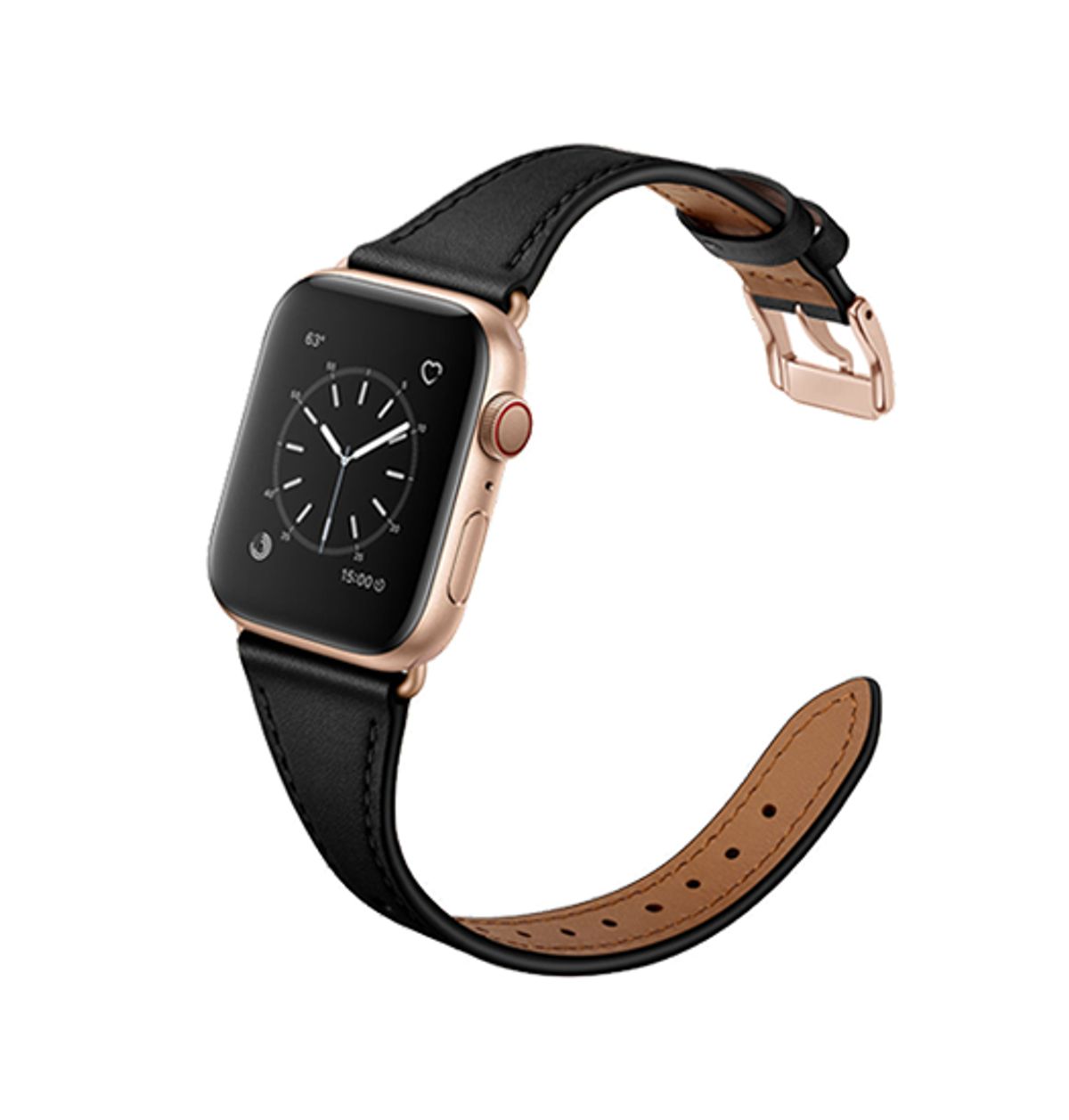 Apple Watch (38/40/SE/41/42mm) - L'Empiri&trade; Thin Ægte Læder Rem - Mat Sort