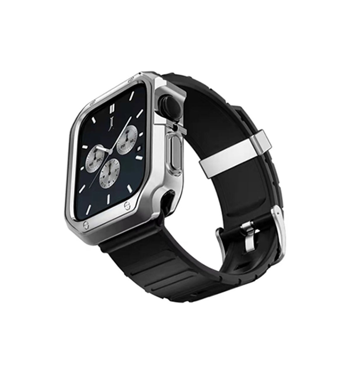 Apple Watch (41mm) - K2&trade; Stødsikkert Håndværker Rem / Cover - Sølv/Sort