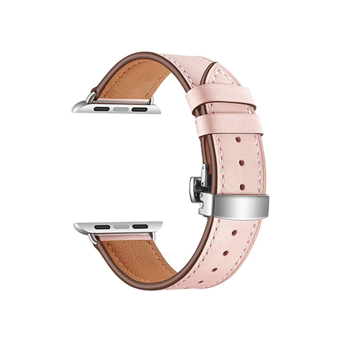 Apple Watch (42/44/SE/45/46/49mm) - BOX-W Kalveskinds Læder Rem - Rose