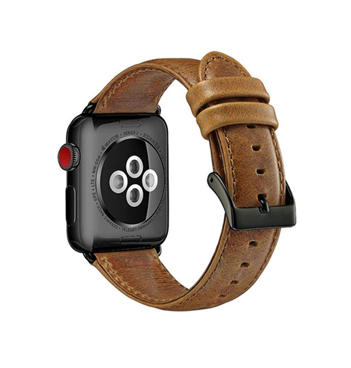 Apple Watch (42/44/SE/45/46/49mm) - ICECASE&trade; Retro Ægte Læder Urrem - Lysebrun