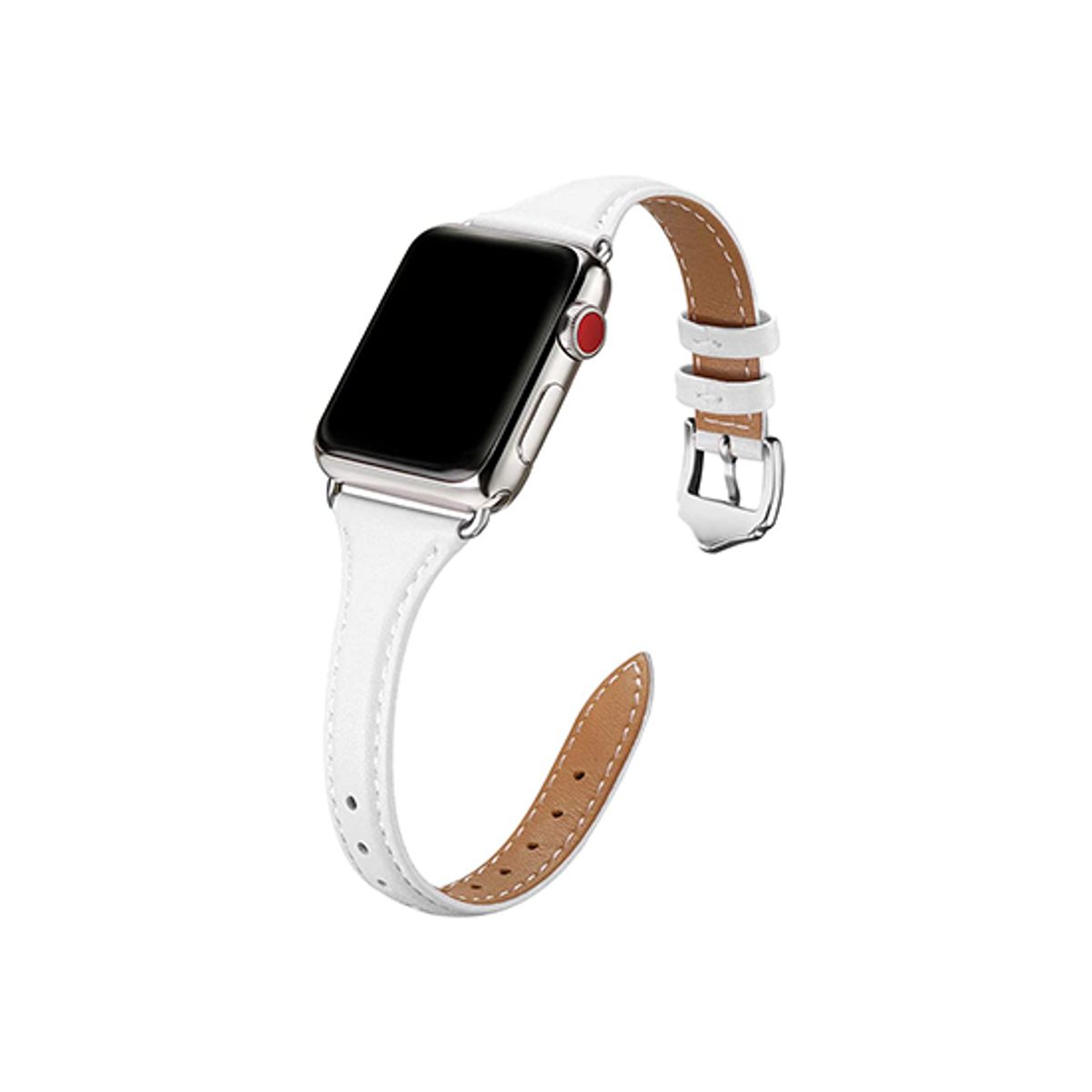 Apple Watch (42/44/SE/45/46/49mm) - Wonder&trade; Classic Læder Rem - Hvid