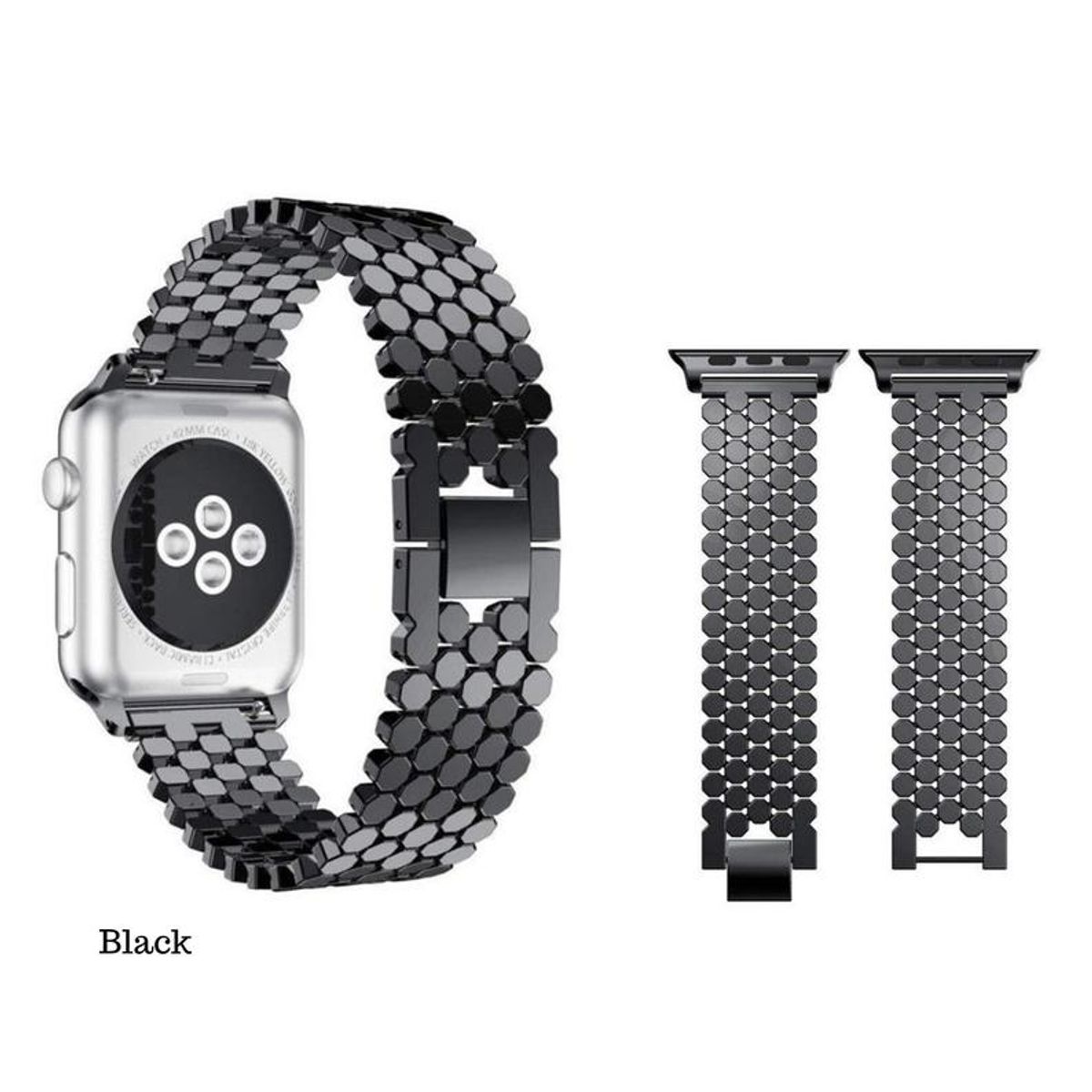 Apple Watch Dotted Rustfri Stål Rem SORT (42/44 mm) - iHero