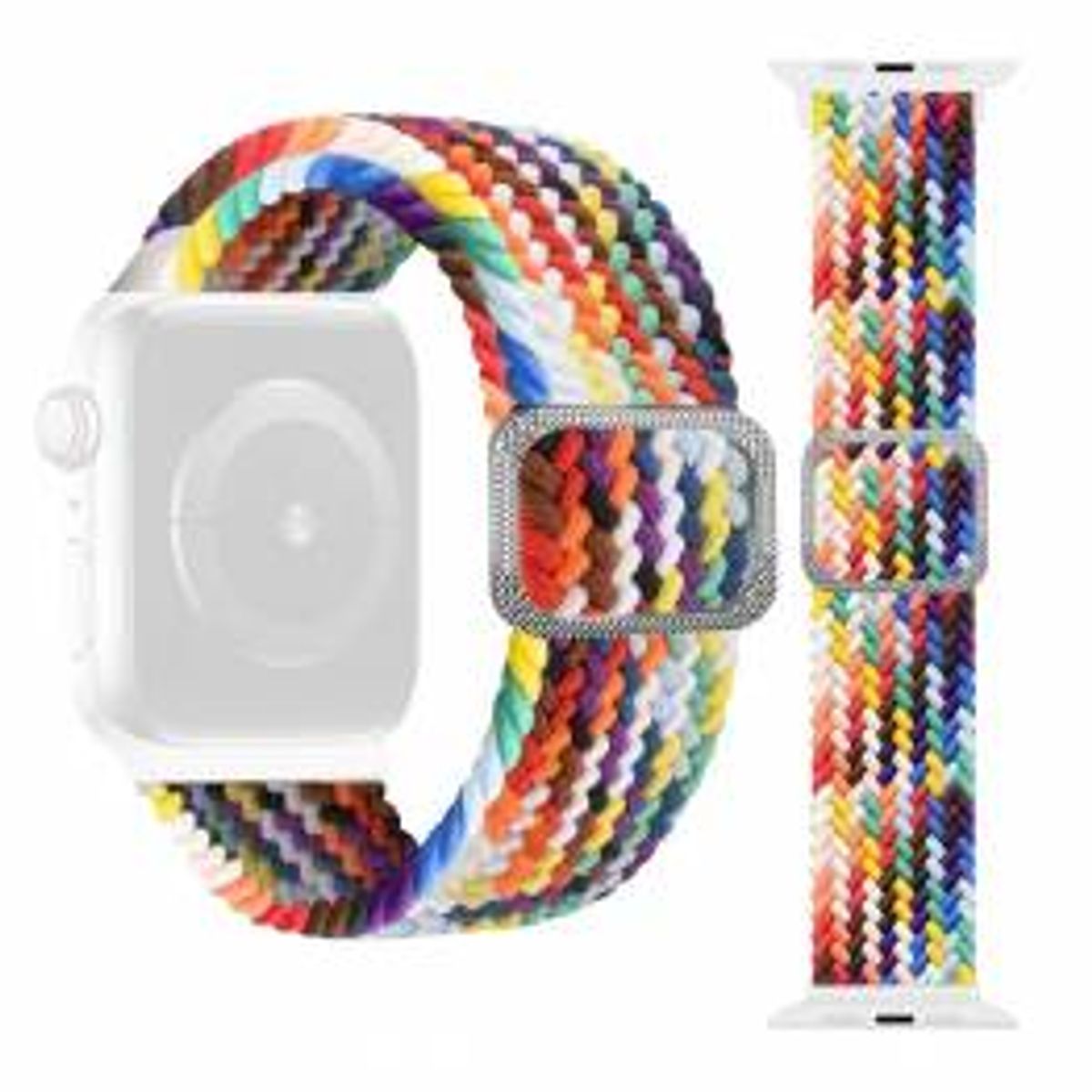 Apple Watch justerbar elastisk flettet rem 38/40/41/42mm - Rainbow