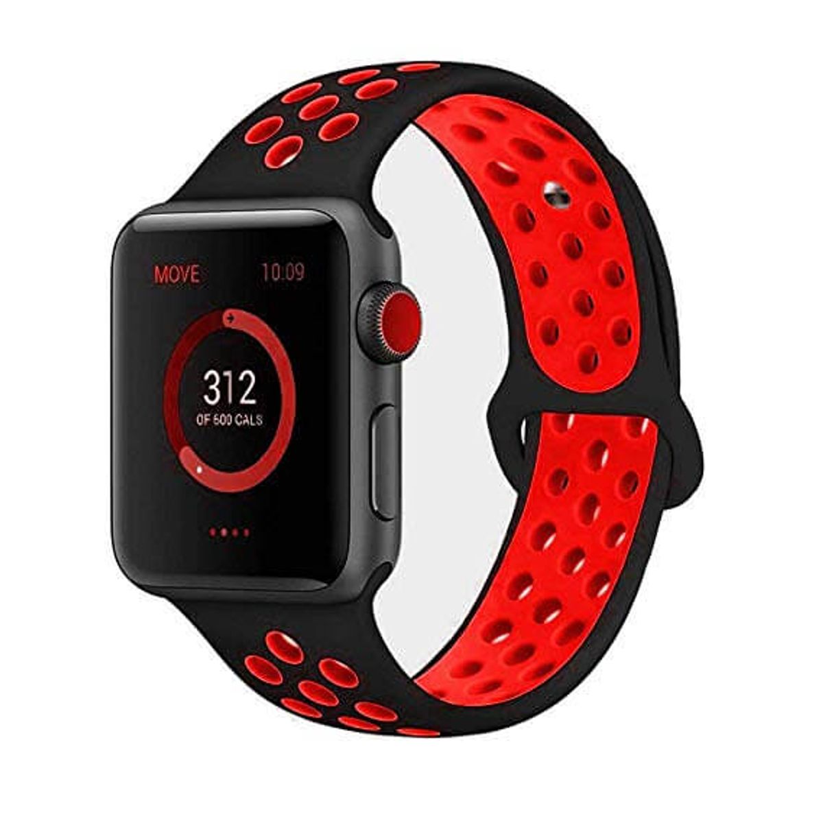 Apple Watch Sports Rem Sort/Rød (42/44 mm) - iHero