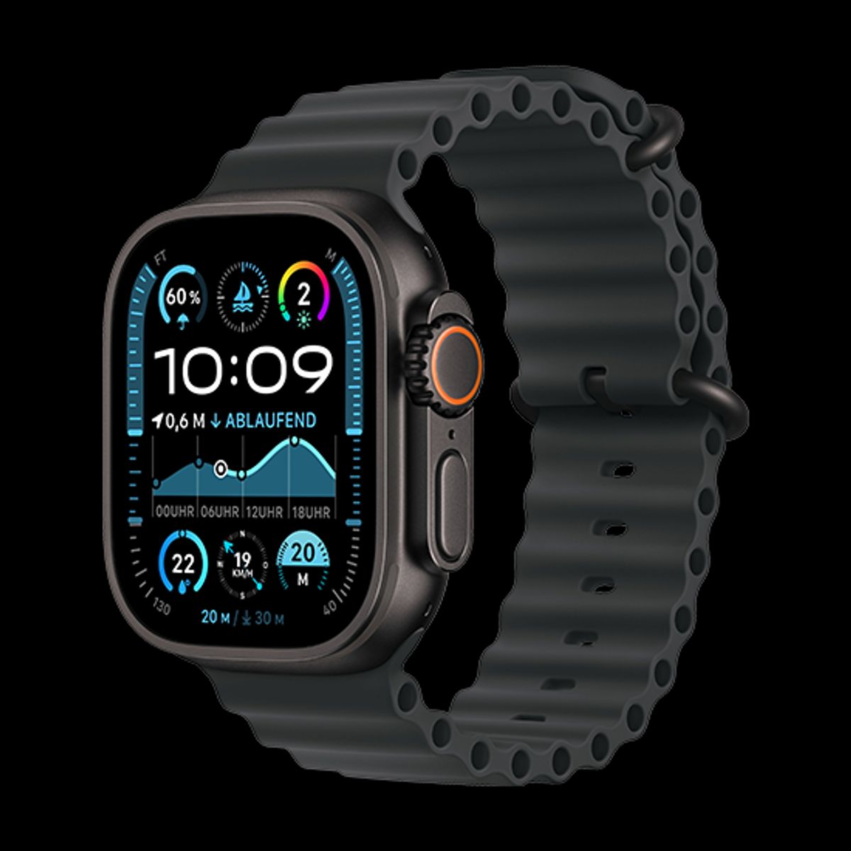 Apple Watch Ultra 2 LTE 49mm Titan Case with Ocean Band - Black