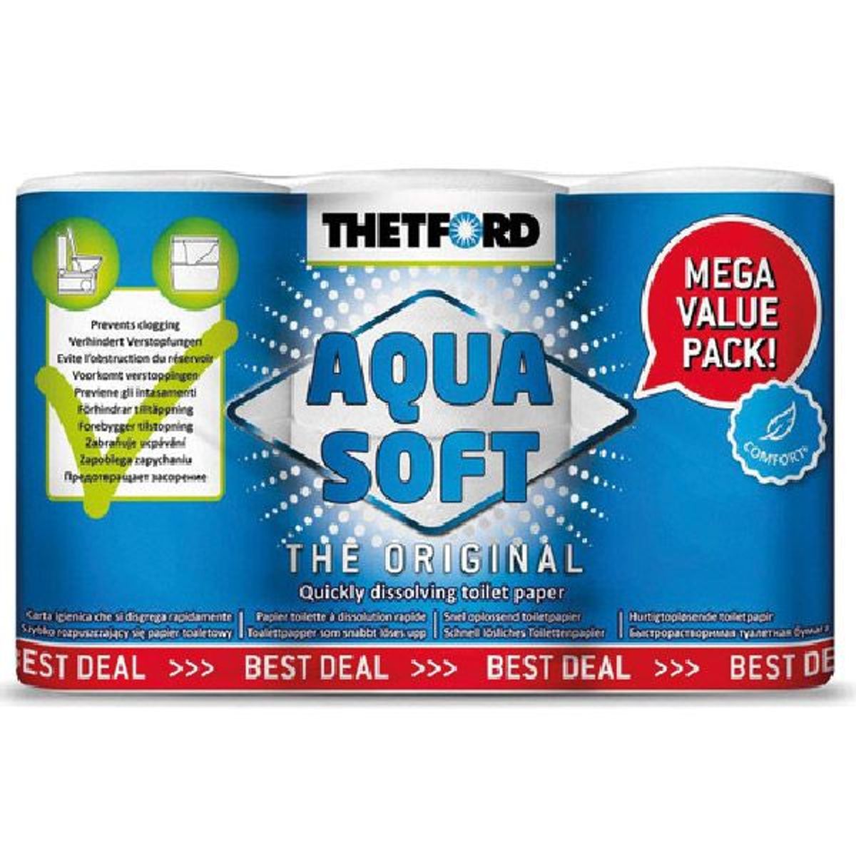 Aqua soft toiletpapir, 6 ruller - Mega Value Pack - 1070683