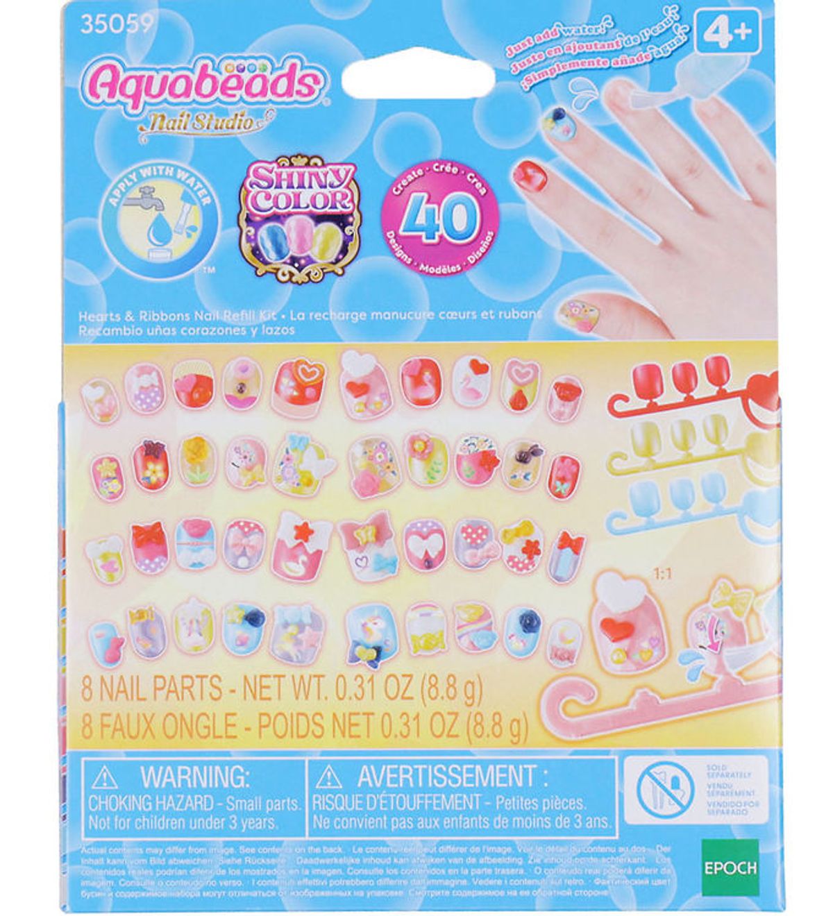 Aquabeads Perlesæt - Nail Studio - Hearts & Ribbons Nail Refill