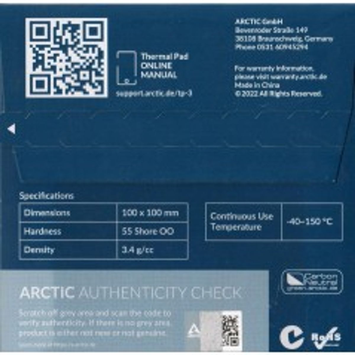 ARCTIC TP-3 Termisk pad 1-pack Blå