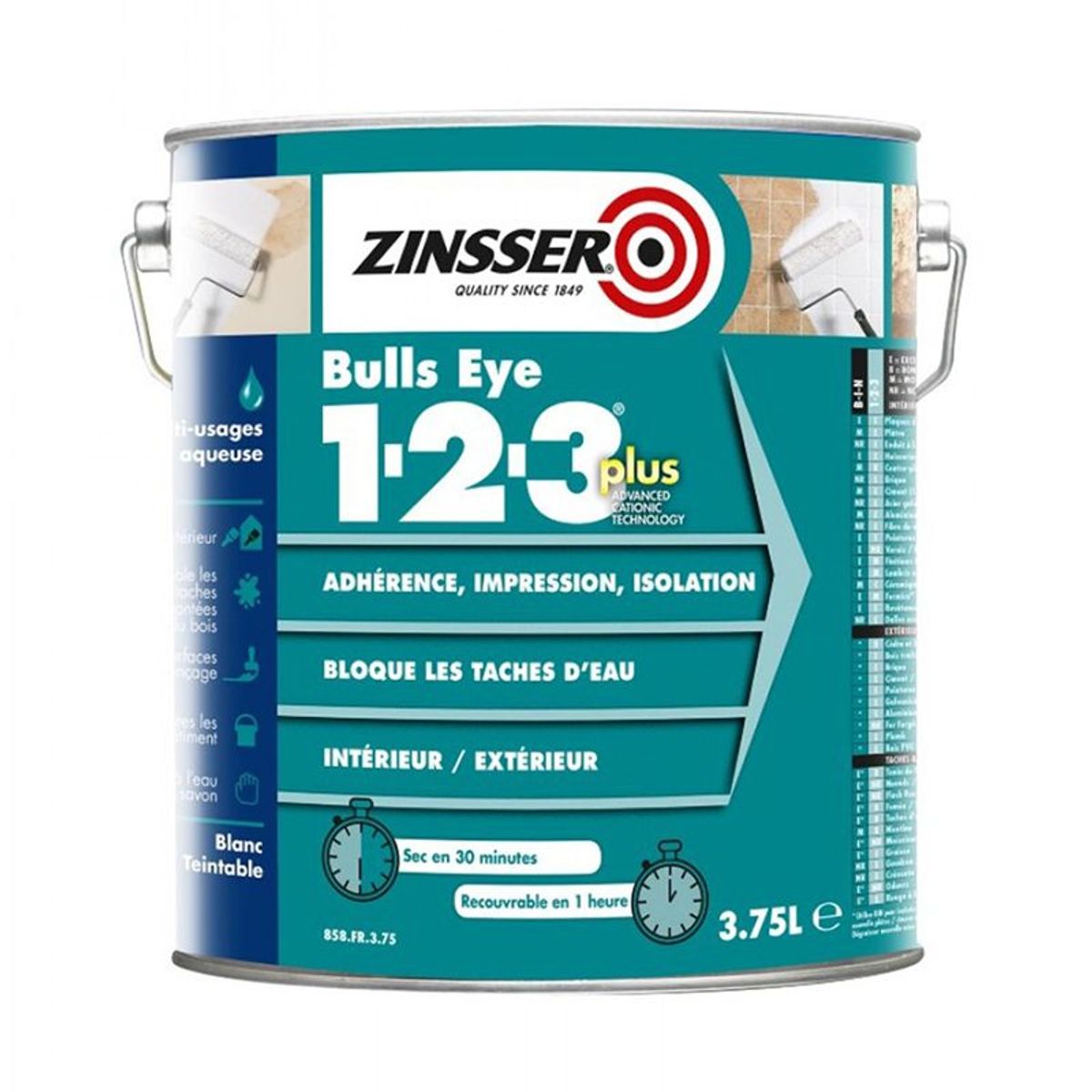 Arma-Tube Zinsser Bulls Eye 1-2-3 Plus Hvid Grunder - 1 liter