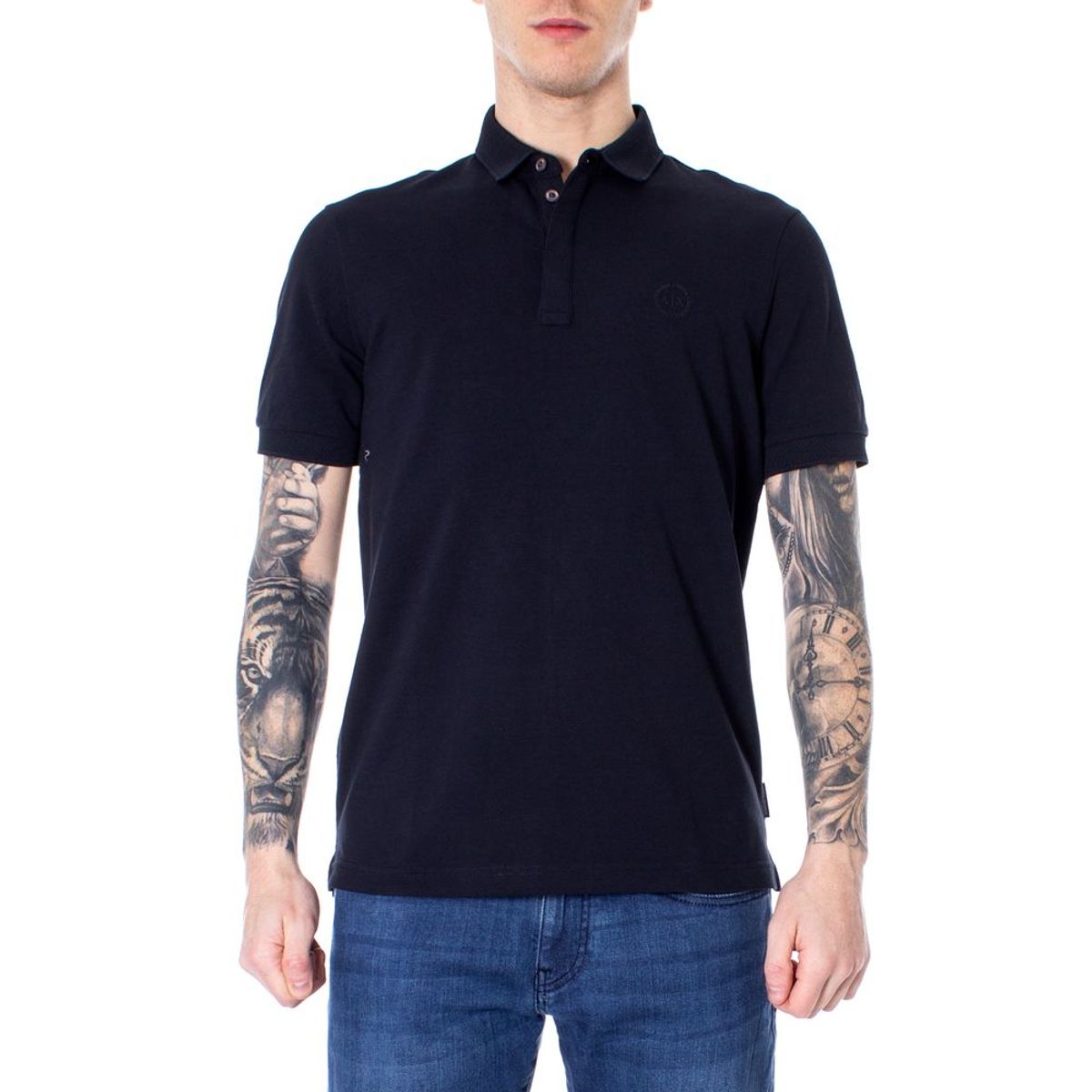 Armani Exchange Blue Cotton Polo Shirt