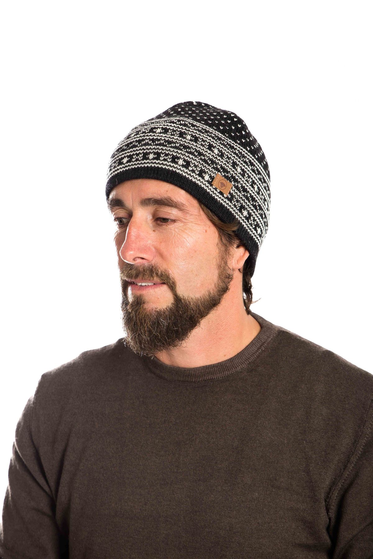 Arn Beanie Reversible - Fuza Wool - Black