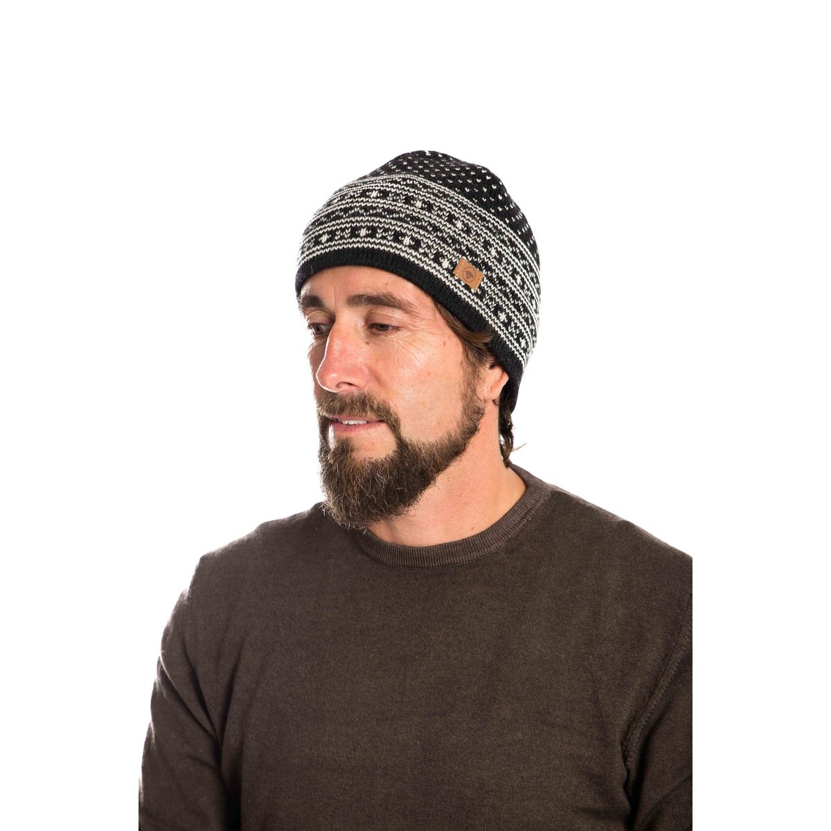 Arn Beanie Reversible - Fuza Wool - Black Melange