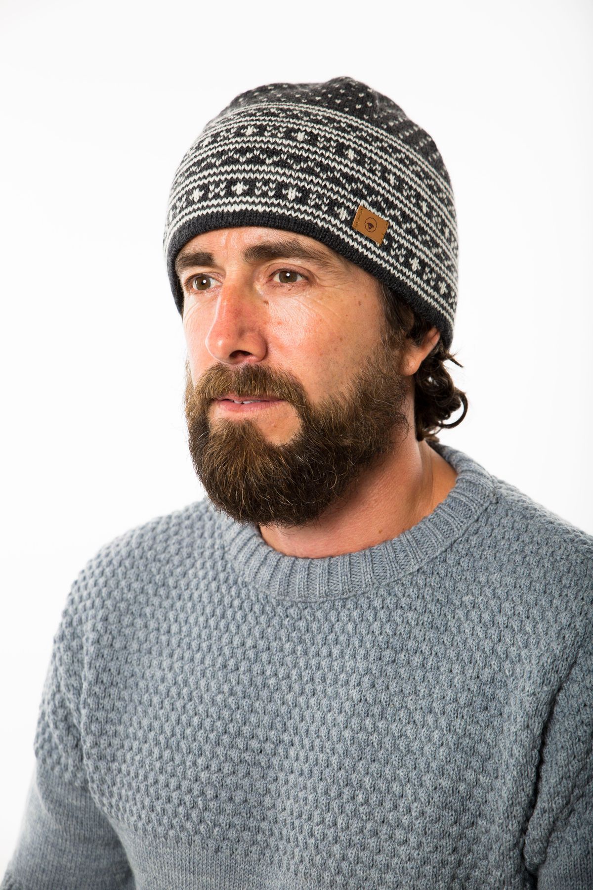 Arn Beanie Reversible - Fuza Wool - Black Melange