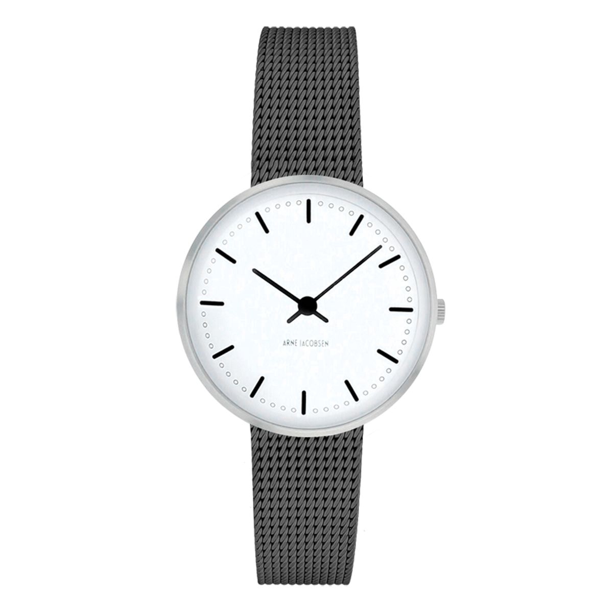 Arne Jacobsen City Hall Watch armbåndsur, ø30 mm grå mesh lænke